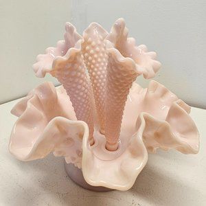 Fenton Pink Rose Pastel Hobnail Epergne 3801-RP